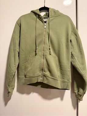 Brandy Melville Olive Green Zip Hoodie